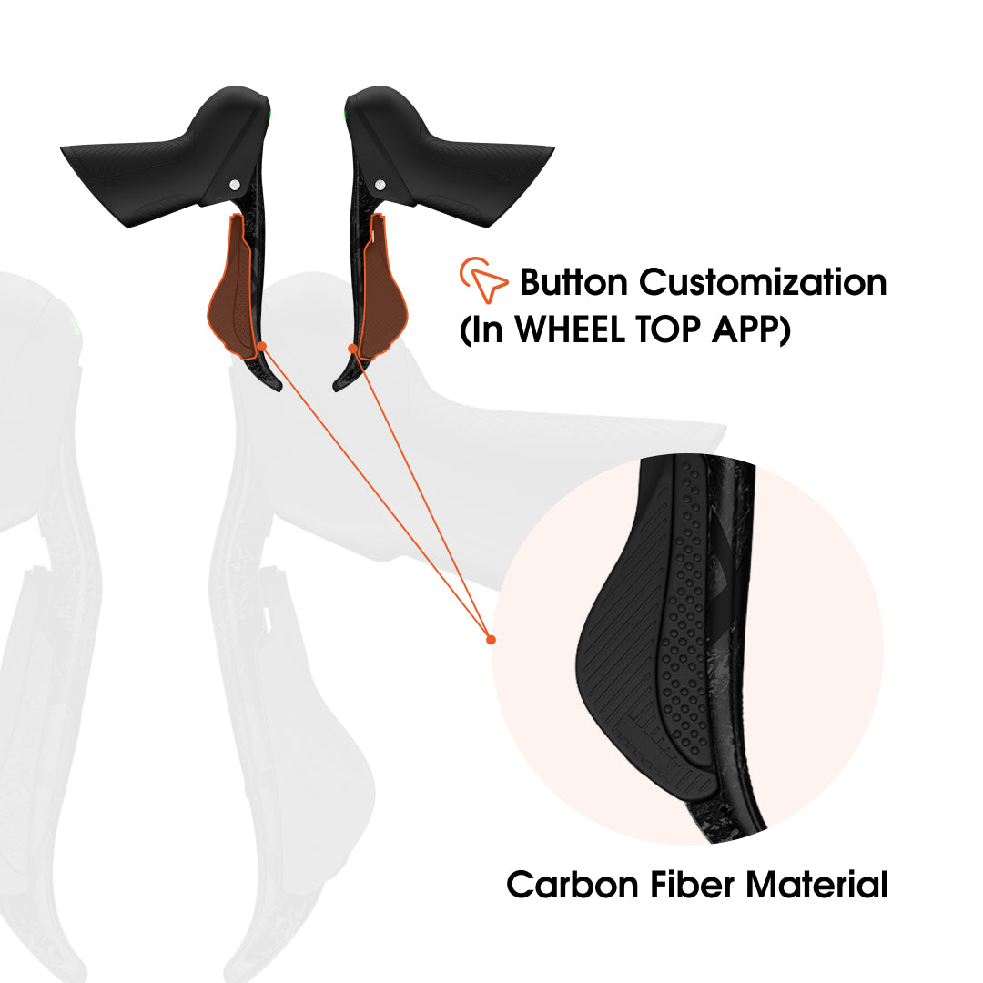 WHEELTOP EDS GeX Wireless Electronic Shifter/Derailleur (Gravel Bike) - 75mm RD+HDB+Carbon Shifters