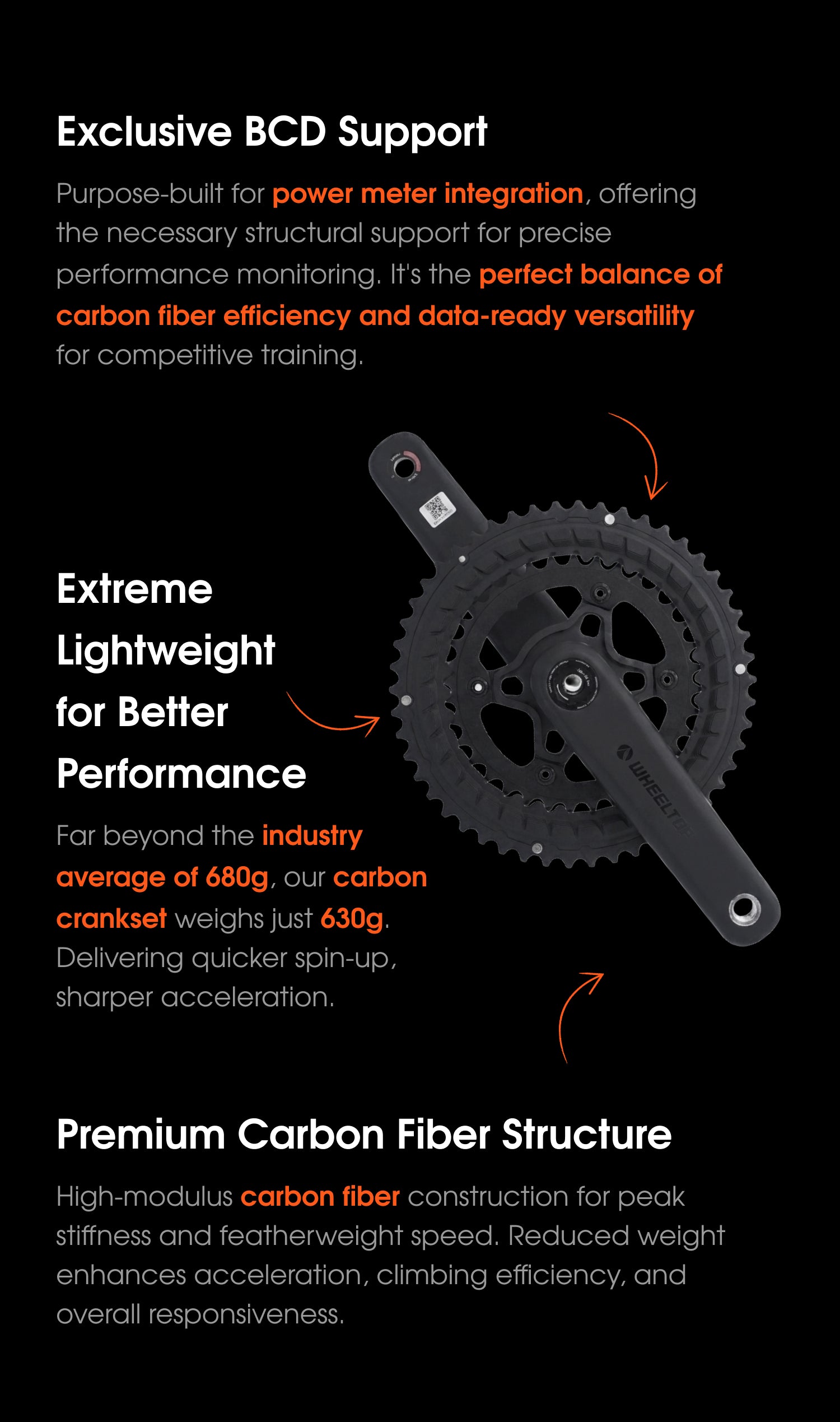 WHEELTOP Road Bike Carbon Fiber Crankset-BCD