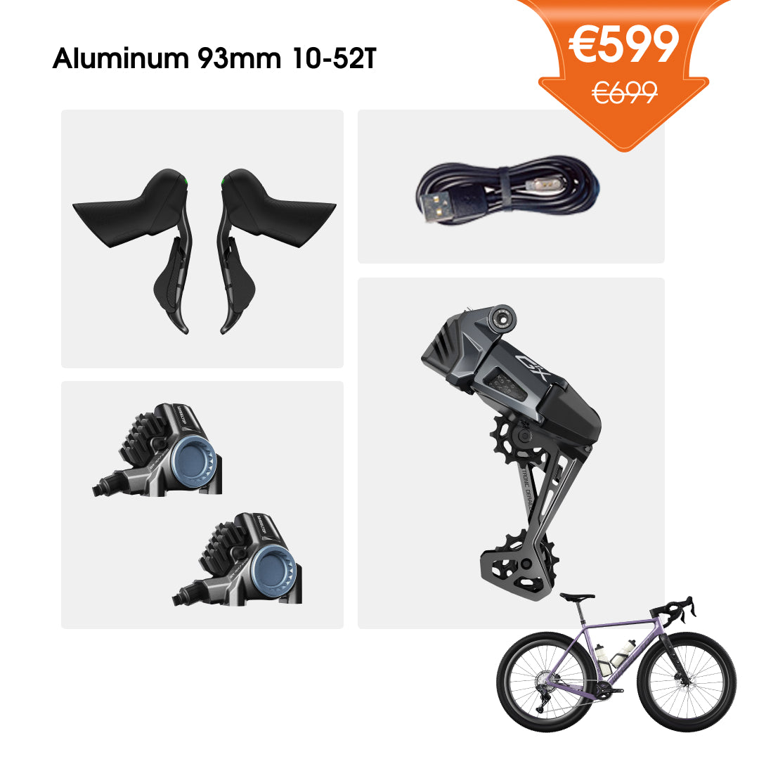 WHEELTOP EDS GeX Wireless Electronic Shifter/Derailleur (Gravel Bike) - 93mm RD+HDB+Aluminum Shifters
