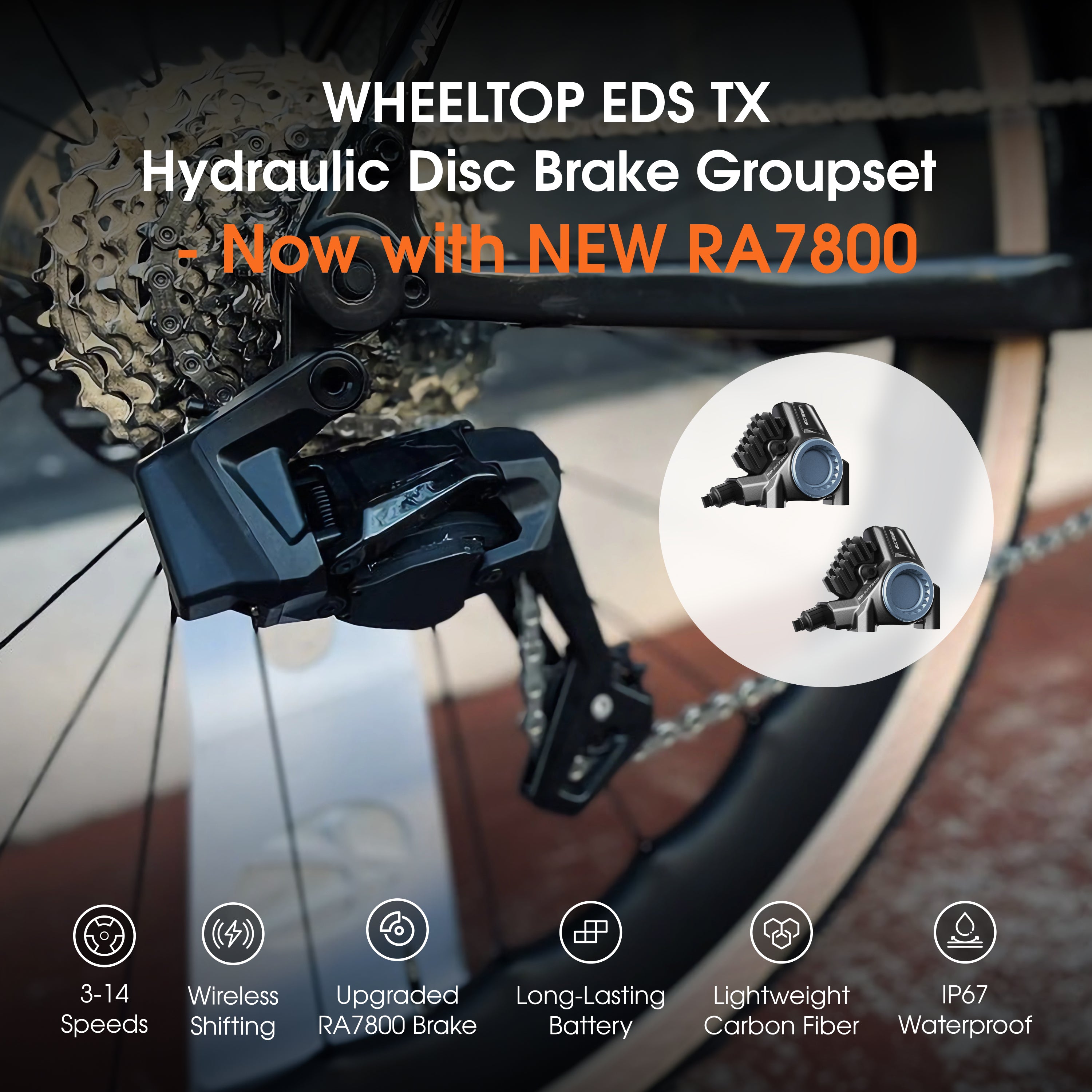 WHEELTOP EDS TX Wireless Carbon Electronic Shifter/Derailleur (Road Bike) - Hydraulic Disc Brake Groupset（UPGRATE)