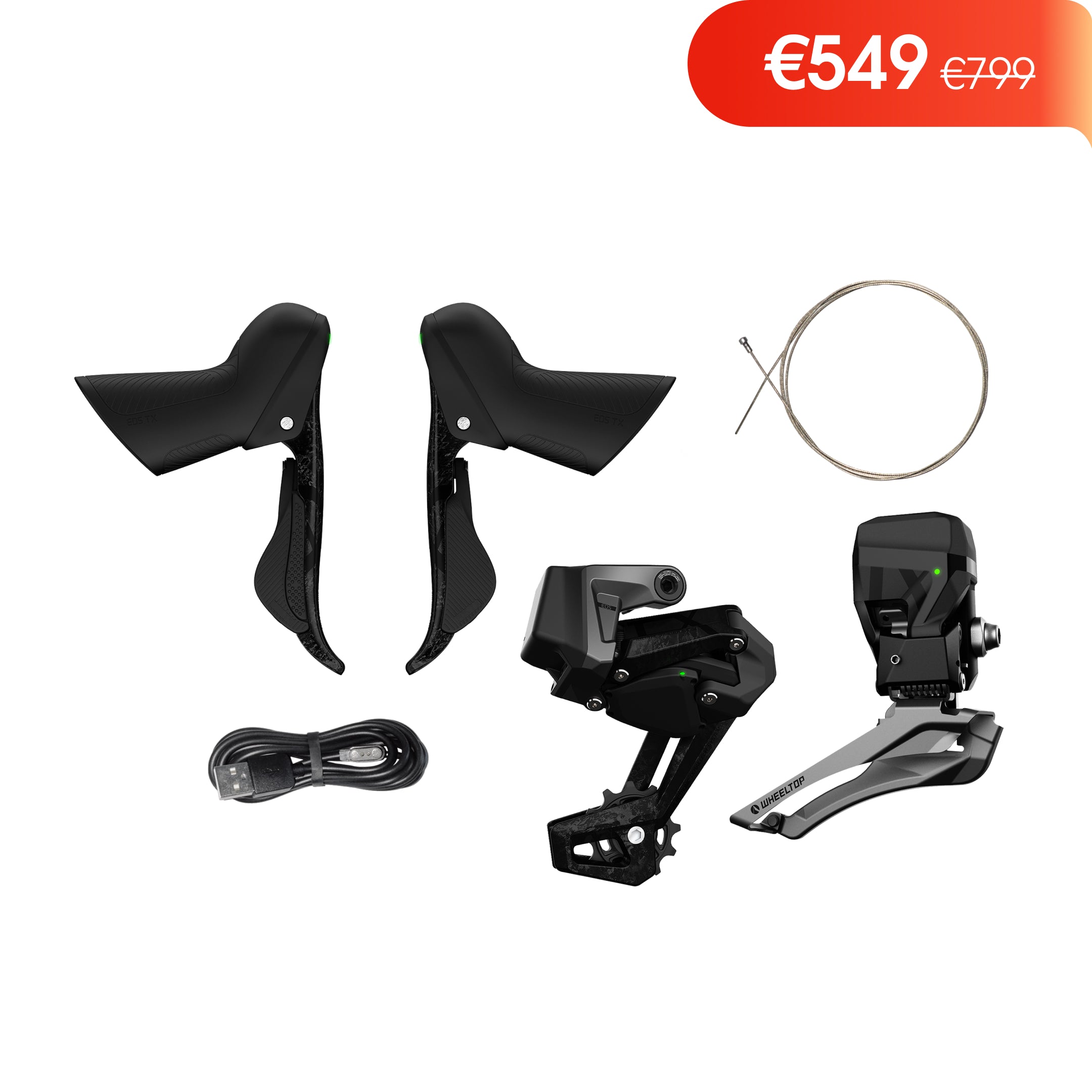 WHEELTOP EDS TX Wireless Carbon Electronic Shifter/Derailleur (Road Bike) - Cable Brake Groupset