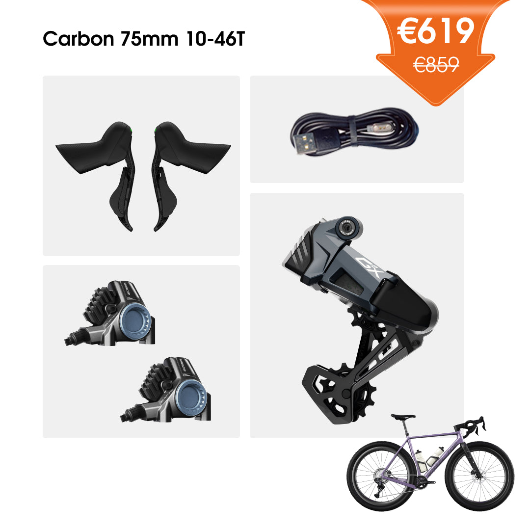 WHEELTOP EDS GeX Wireless Electronic Shifter/Derailleur (Gravel Bike) - 93mm RD+HDB+Carbon Shifters