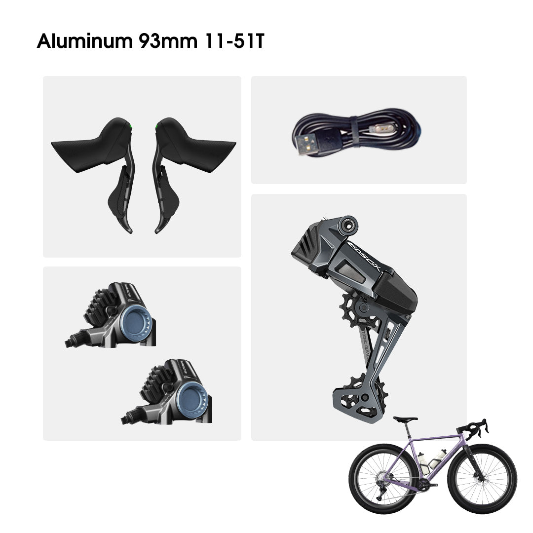 WHEELTOP EDS GeX Wireless Electronic Shifter/Derailleur (Gravel Bike) - 93mm RD+HDB+Aluminum Shifters